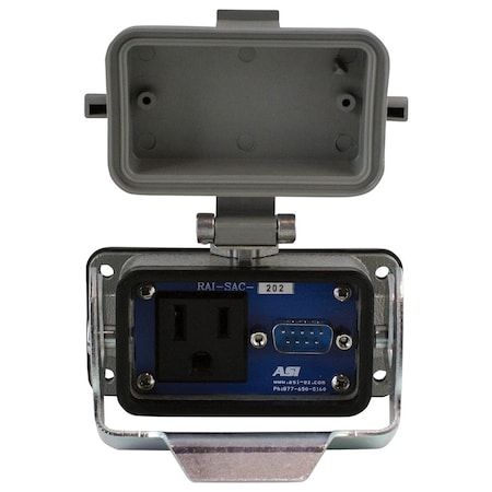 Automation Systems Interconnect Panel Interface Connector With A DB9 Male Connector And A 120V Single AC Receptacle RAI-SAC-202